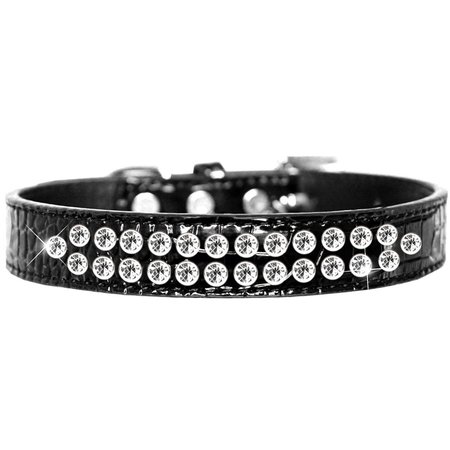 MIRAGE PET PRODUCTS Two Row Clear Jewel Croc Dog CollarBlack Size 12 720-06 BKC12
